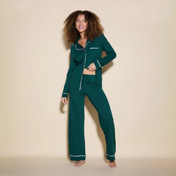 Cosabella  Bella Women's Long Sleeve Top & Pants Pajamas Green/White Medium - Picture 1 of 5